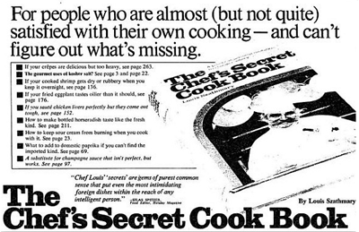 Chef's Secret Cookbook Ad