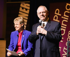 Patricia & Robert Fripp at The Lady & the Champs Speakers' Conference 2015