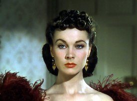 Vivien Leigh grabs the audience from her first moment onscreen in Gone with The Wind. Wikimedia Commons image.