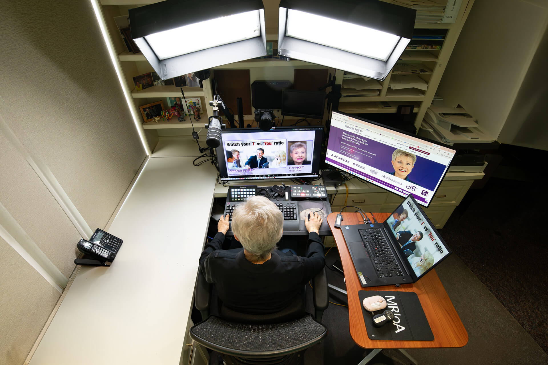 Executive Speech Coach & Creator of FrippVT, Patricia Fripp in Action Photo of Coaching with Client